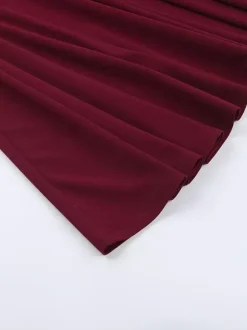 Robe midi à col carré pour femme - Robe plissée rétro trapèze - Idéale pour un cocktail de printemps 2026