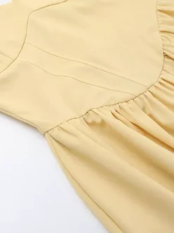 Robe midi corset pour femme - Robe d'été à fines bretelles style cottagecore - Robe d'invitée pour un mariage champêtre d'été 2026