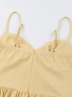 Robe midi corset pour femme - Robe d'été à fines bretelles style cottagecore - Robe d'invitée pour un mariage champêtre d'été 2026