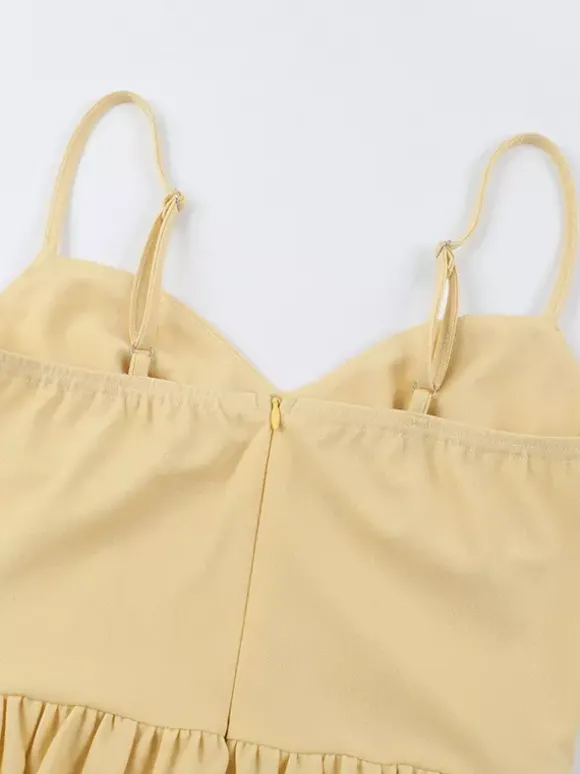 Robe midi corset pour femme - Robe d'été à fines bretelles style cottagecore - Robe d'invitée pour un mariage champêtre d'été 2026