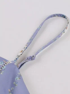 Robe midi d'été à bretelles fines et imprimé floral pour femme 2026