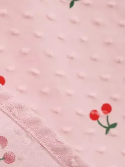 Robe midi trapèze à imprimé cerises rose dos nu pour femme douce d'été