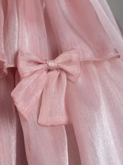 Robe Mignonne Lolita OP Polyester Manches Courtes Volants Robe Lolita Rose Une Pièce