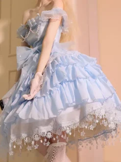 Robe Mignonne Lolita Robe Sans Manches Col Bateau En Polyester