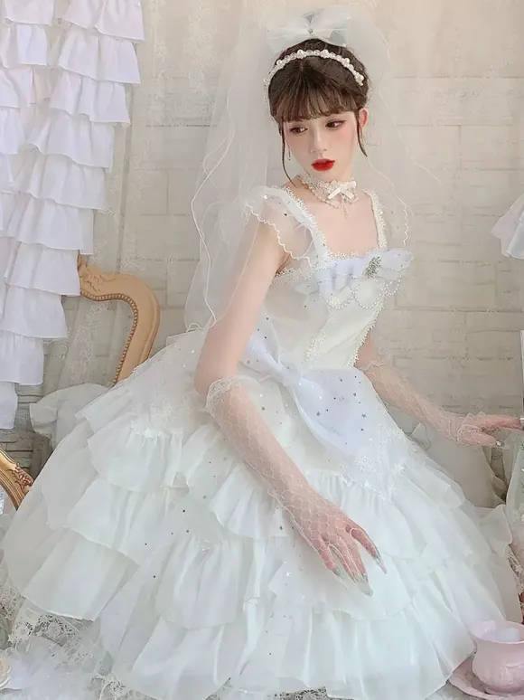 Robe Mignonne Lolita Robe Sans Manches Col Bateau En Polyester