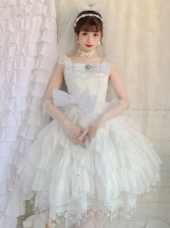 Robe Mignonne Lolita Robe Sans Manches Col Bateau En Polyester