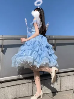 Robe Mignonne Lolita Robe Sans Manches Col Bateau En Polyester