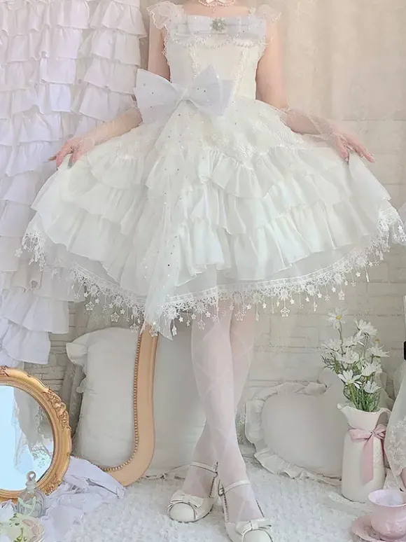 Robe Mignonne Lolita Robe Sans Manches Col Bateau En Polyester