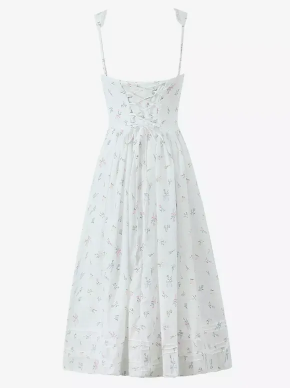 Robe mi-longue trapèze à imprimé floral et décolleté en c艙ur pour l'été 2026
