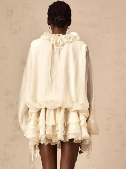 Robe mini à volants superposés pour femme - Robe patineuse bohème à manches lanternes col en V fleuri et short assorti - Fête de printemps 2026