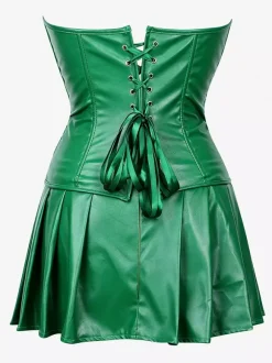 Robe mini bustier en similicuir à décolleté c艙ur et corset laçage latéral tenue de soirée