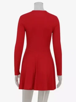 Robe mini corset en résille pour femme - Robe patineuse côtelée à manches longues - Soirée printanière en boîte de nuit 2026