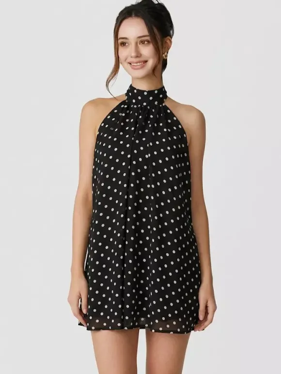 Robe mini dos nu à volants pour femme - Élégante robe patineuse en mousseline plissée dos nu et coupe ample - Vacances d'été à la plage 2026