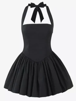 Robe mini dos nu noire à col carré et ligne A robe de soirée d'anniversaire sexy pour femmes 2026