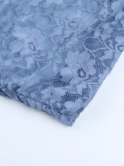 Robe mini en dentelle et fausse fourrure pour femme - Bleu poudré moulante froncée manches longues - Robe d'invitée pour mariage de printemps 2026