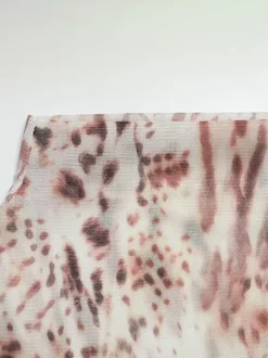 Robe mini en résille imprimé léopard pour femme - Col montant manches longues traîne drapée coupe moulante - Idéale pour une soirée en boîte au printemps 2026