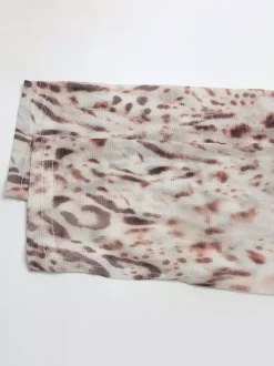 Robe mini en résille imprimé léopard pour femme - Col montant manches longues traîne drapée coupe moulante - Idéale pour une soirée en boîte au printemps 2026