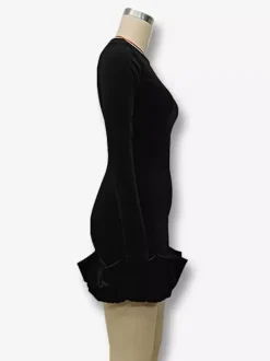 Robe mini en velours élégante avec ourlet à volants robe moulante à manches longues pour femmes 2026