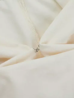 Robe mini froncée à col bénitier pour femme - Crème sexy manches longues franges moulante - Cocktail de printemps 2026