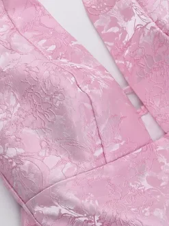 Robe mini Jacquard Coquette pour femme - Dos lacé avec grand n艙ud et col halter - Tenues de fête d'anniversaire d'été 2026