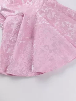 Robe mini Jacquard Coquette pour femme - Dos lacé avec grand n艙ud et col halter - Tenues de fête d'anniversaire d'été 2026
