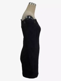 Robe mini moulante à épaules dénudées en dentelle et manches longues pour femme 2026