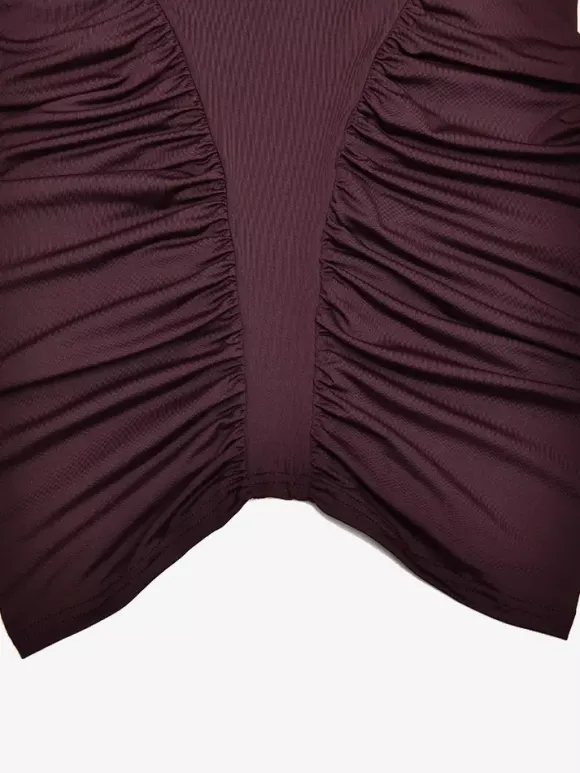 Robe mini moulante dos nu à col montant froncé style moderne collection femme 2026