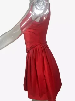 Robe mini plissée froncée à col carré et taille en V pour femme 2026