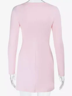 Robe moulante Coquette pour femme - Rose pastel manches longues buste froncé - Tenue idéale pour un brunch printanier ou une soirée en amoureux (collection 2026)
