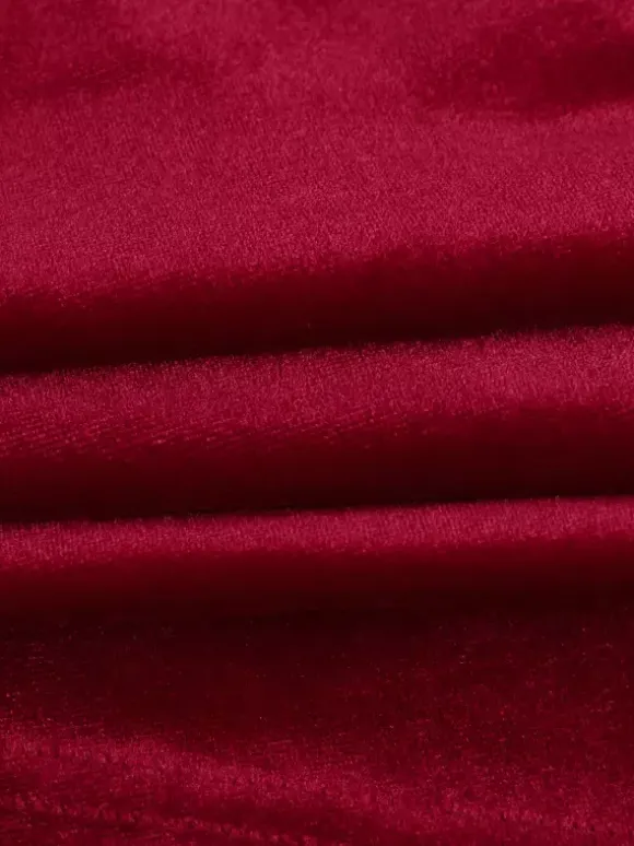 Robe moulante mini en velours froncé pour femme - Rouge sans bretelles ceinture drapée sur le côté - Tenue de cocktail printemps-été 2026