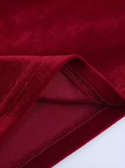 Robe moulante mini en velours froncé pour femme - Rouge sans bretelles ceinture drapée sur le côté - Tenue de cocktail printemps-été 2026