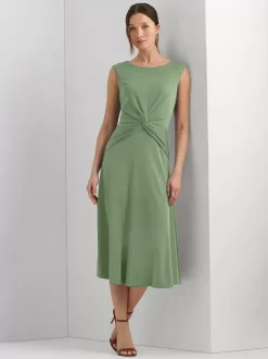 Robe mère à col bijou sans manches courte plissée robes d'invitées de mariage