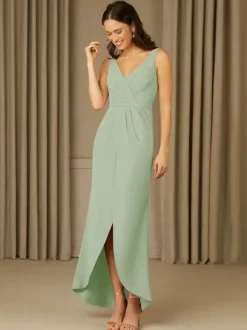 Robe mère de la mariée col en V sans manches en dentelle longueur au sol robes d'invitées de mariage