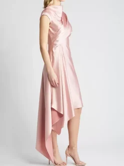 Robe mère de la mariée col haut sans manches ligne a plissée longueur aux genoux robes d'invitées pour mariage