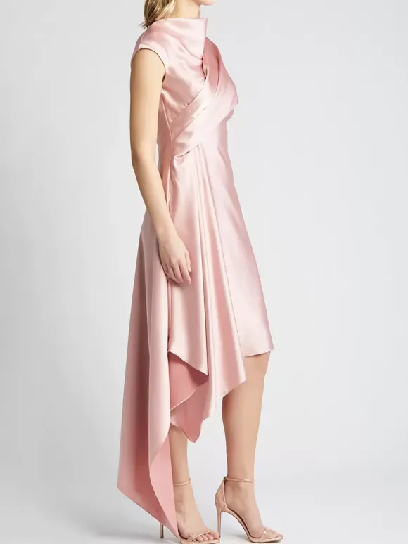 Robe mère de la mariée col haut sans manches ligne a plissée longueur aux genoux robes d'invitées pour mariage