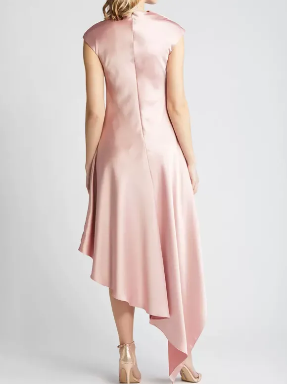 Robe mère de la mariée col haut sans manches ligne a plissée longueur aux genoux robes d'invitées pour mariage