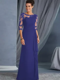 Robe mère de la mariée noir en mousseline de soie moulante longues robes d'invité de mariage Cadeau pour maman