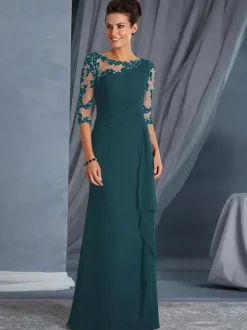 Robe mère de la mariée noir en mousseline de soie moulante longues robes d'invité de mariage Cadeau pour maman