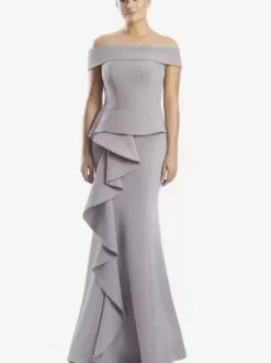 Robe mère de la sirène épaules dénudées sans manches à volants robes d'invitées de mariage