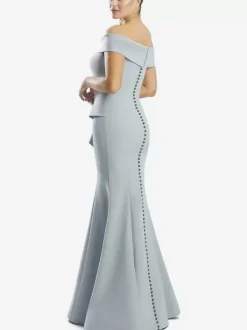 Robe mère de la sirène épaules dénudées sans manches à volants robes d'invitées de mariage