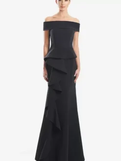 Robe mère de la sirène épaules dénudées sans manches à volants robes d'invitées de mariage