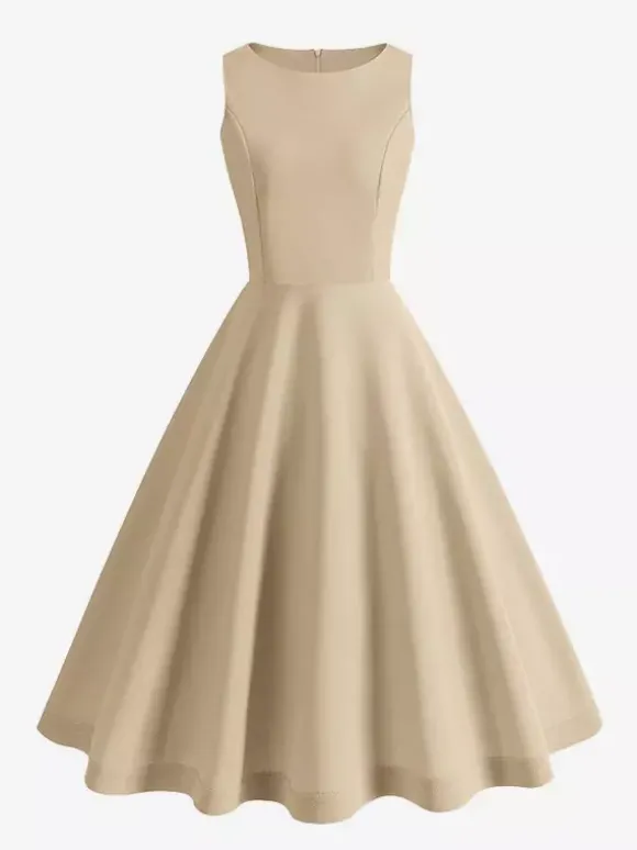 Robe rose élégante et cintrée à jupe trapèze parfaite pour les événements estivaux.
