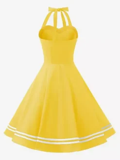 Robe rétro glamour années 50 à carreaux aquatiques dos nu boutons sans manches décolleté c艙ur taille M style rockabilly