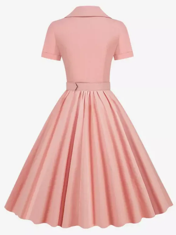 Robe rétro glamour style années 50 col en V boutons manches courtes superposées taille M style rockabilly