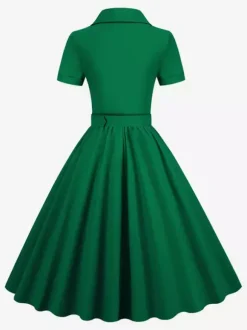 Robe rétro glamour style années 50 col en V boutons manches courtes superposées taille M style rockabilly
