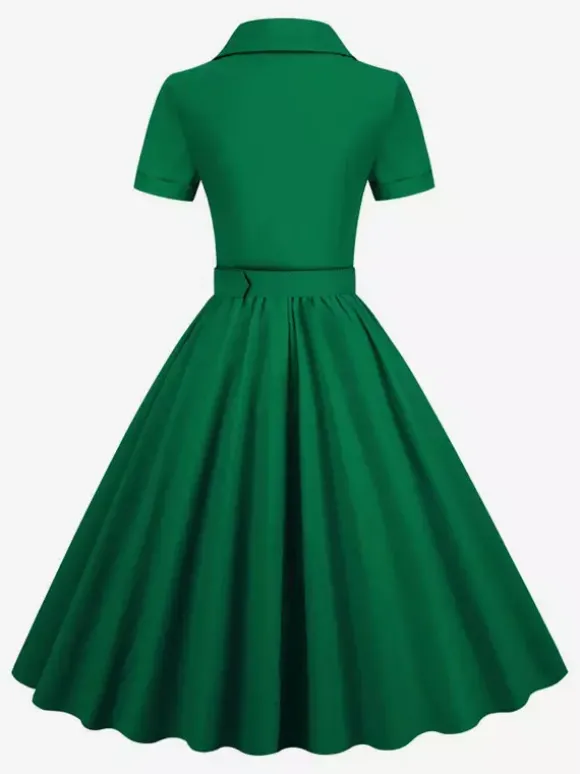 Robe rétro glamour style années 50 col en V boutons manches courtes superposées taille M style rockabilly