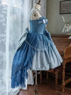 Robe Sweet Lolita avec n艙uds et chaîne de perles sur le côté robe JSK Lolita
