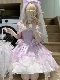 Robe Sweet Lolita en polyester sans manches robe Sweet Lolita Hime Tea Party