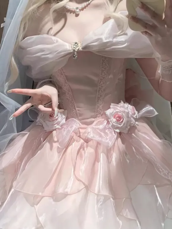 Robe Sweet Lolita en polyester sans manches robe Sweet Lolita Hime Tea Party