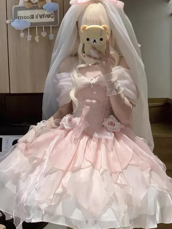 Robe Sweet Lolita en polyester sans manches robe Sweet Lolita Hime Tea Party